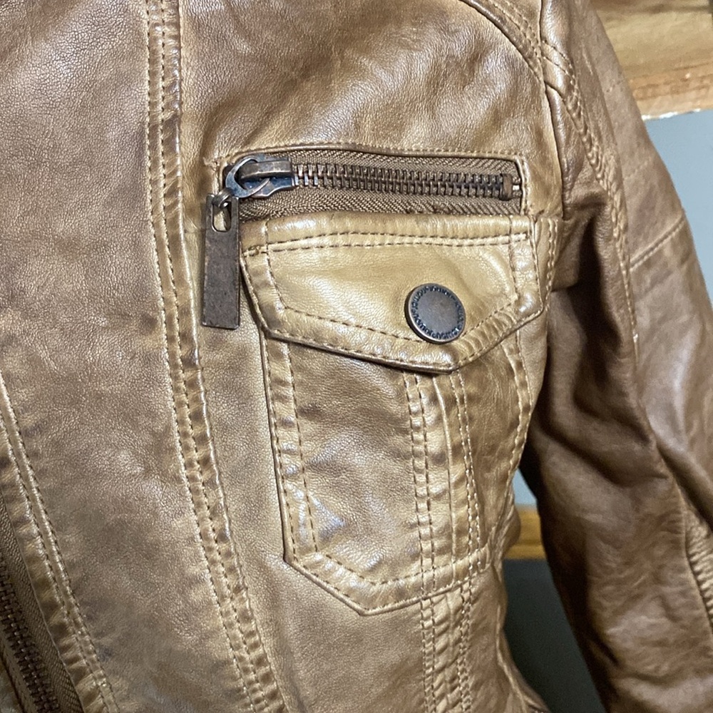 Jou Jou light brown faux leather jacket size small - Picture 8 of 11